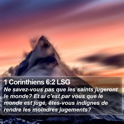 1 Corinthiens 6:2 LSG Bible Verse Image