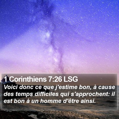 1 Corinthiens 7:26 LSG Bible Verse Image