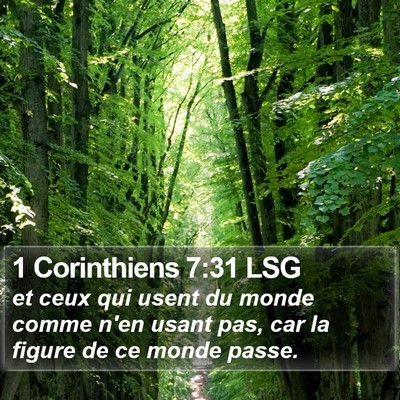1 Corinthiens 7:31 LSG Bible Verse Image