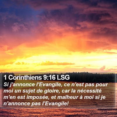 1 Corinthiens 9:16 LSG Bible Verse Image