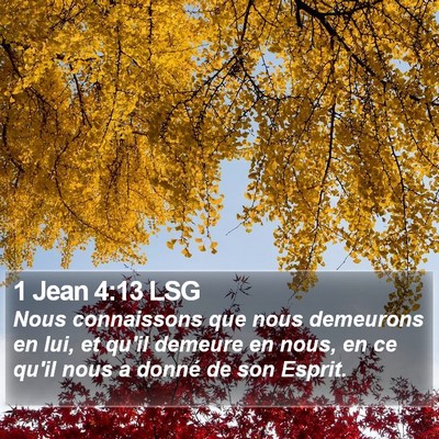 1 Jean 4:13 LSG Bible Verse Image