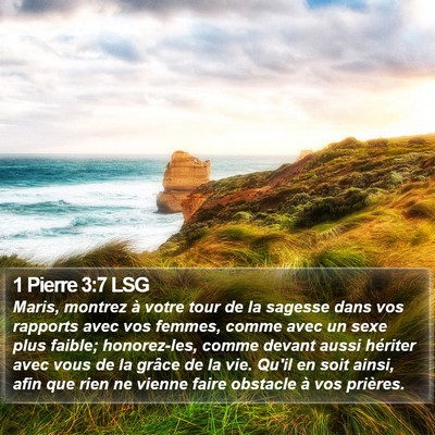 1 Pierre 3:7 LSG Bible Verse Image