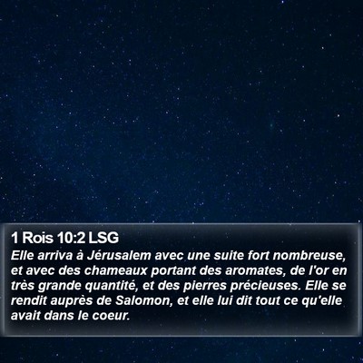 1 Rois 10:2 LSG Bible Verse Image