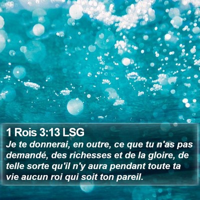 1 Rois 3:13 LSG Bible Verse Image