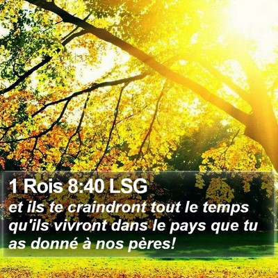 1 Rois 8:40 LSG Bible Verse Image