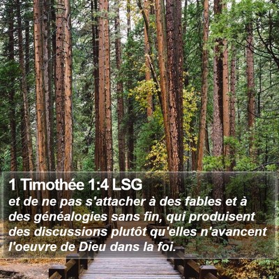 1 Timothée 1:4 LSG Bible Verse Image