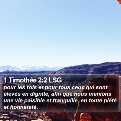 1 Timothée 2:2 LSG Bible Verse Image