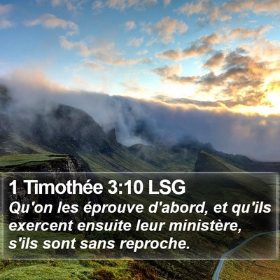 1 Timothée 3:10 LSG Bible Verse Image