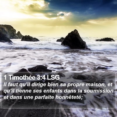 1 Timothée 3:4 LSG Bible Verse Image