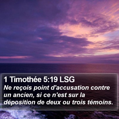 1 Timothée 5:19 LSG Bible Verse Image