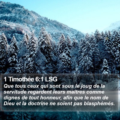 1 Timothée 6:1 LSG Bible Verse Image