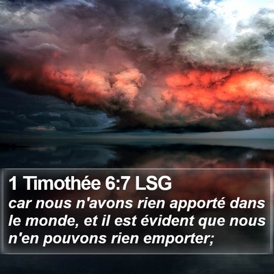 1 Timothée 6:7 LSG Bible Verse Image