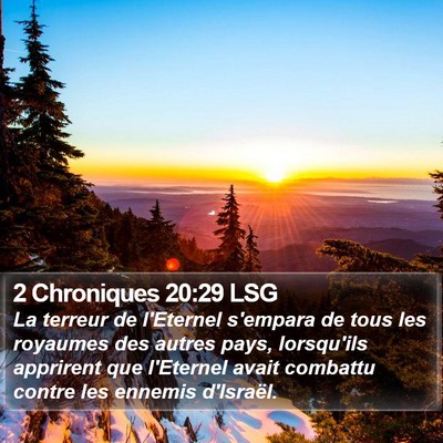 2 Chroniques 20:29 LSG Bible Verse Image