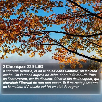 2 Chroniques 22:9 LSG Bible Verse Image