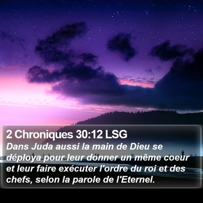 2 Chroniques 30:12 LSG Bible Verse Image