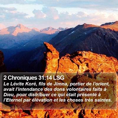 2 Chroniques 31:14 LSG Bible Verse Image