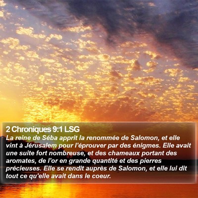 2 Chroniques 9:1 LSG Bible Verse Image