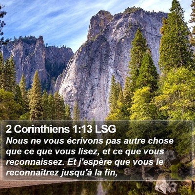 2 Corinthiens 1:13 LSG Bible Verse Image