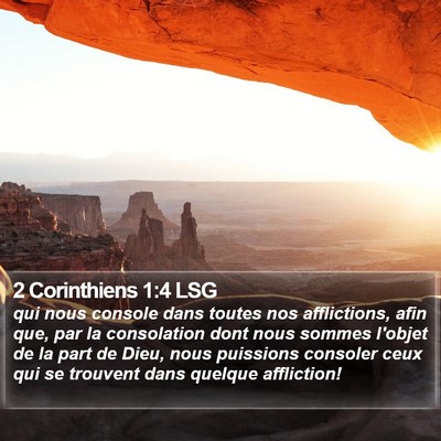 2 Corinthiens 1:4 LSG Bible Verse Image