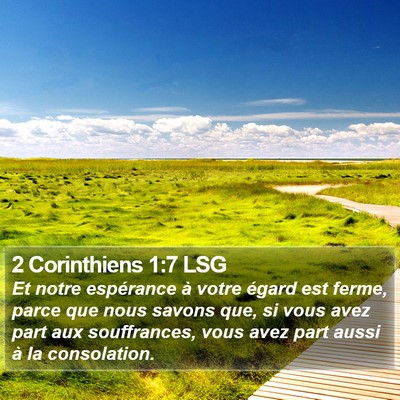 2 Corinthiens 1:7 LSG Bible Verse Image