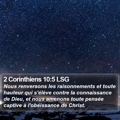 2 Corinthiens 10:5 LSG Bible Verse Image