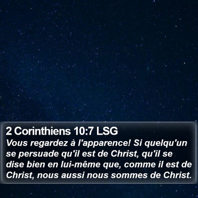 2 Corinthiens 10:7 LSG Bible Verse Image