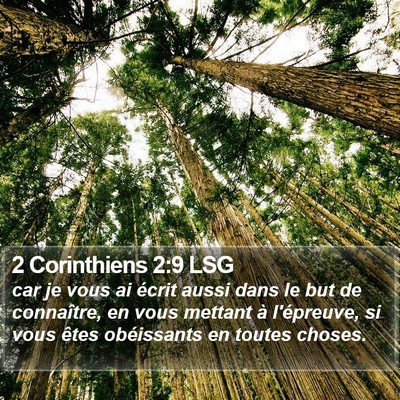 2 Corinthiens 2:9 LSG Bible Verse Image