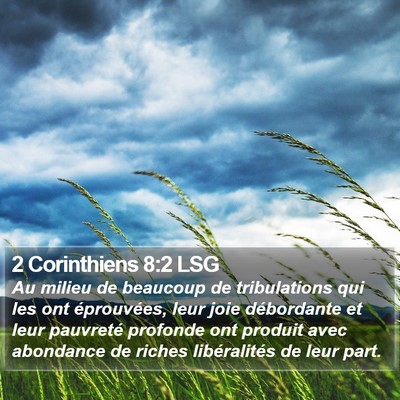 2 Corinthiens 8:2 LSG Bible Verse Image