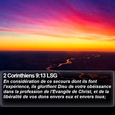 2 Corinthiens 9:13 LSG Bible Verse Image