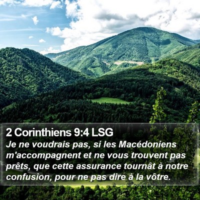 2 Corinthiens 9:4 LSG Bible Verse Image