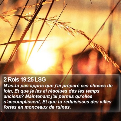 2 Rois 19:25 LSG Bible Verse Image