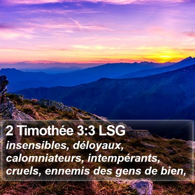 2 Timothée 3:3 LSG Bible Verse Image