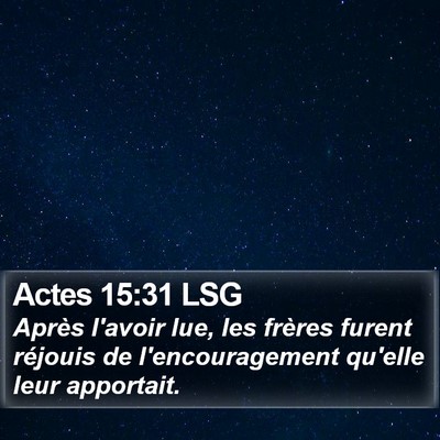 Actes 15:31 LSG Bible Verse Image