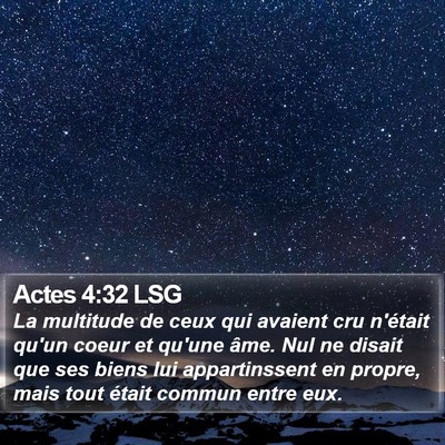 Actes 4:32 LSG Bible Verse Image