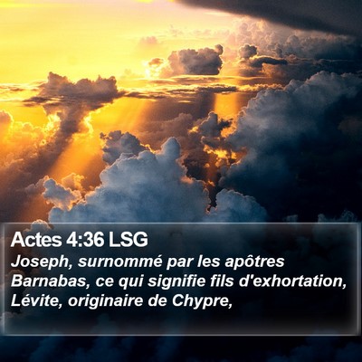 Actes 4:36 LSG Bible Verse Image