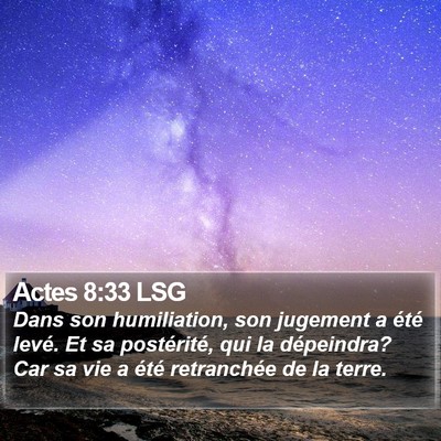 Actes 8:33 LSG Bible Verse Image