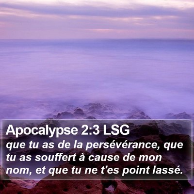 Apocalypse 2:3 LSG Bible Verse Image