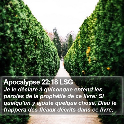 Apocalypse 22:18 LSG Bible Verse Image