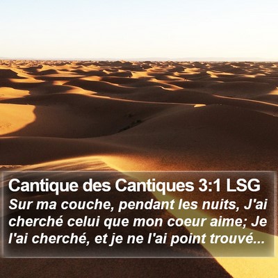 Cantique des Cantiques 3:1 LSG Bible Verse Image