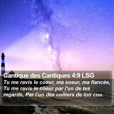 Cantique des Cantiques 4:9 LSG Bible Verse Image