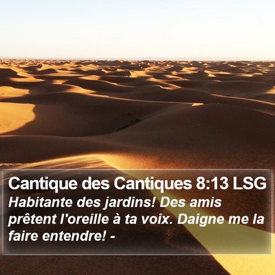 Cantique des Cantiques 8:13 LSG Bible Verse Image