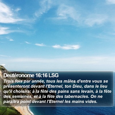 Deutéronome 16:16 LSG Bible Verse Image