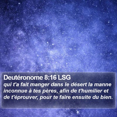 Deutéronome 8:16 LSG Bible Verse Image