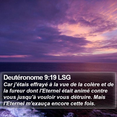 Deutéronome 9:19 LSG Bible Verse Image
