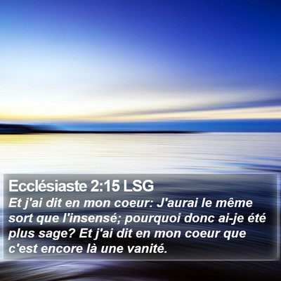 Ecclésiaste 2:15 LSG Bible Verse Image
