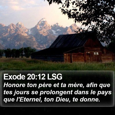 Exode 20:12 LSG Bible Verse Image