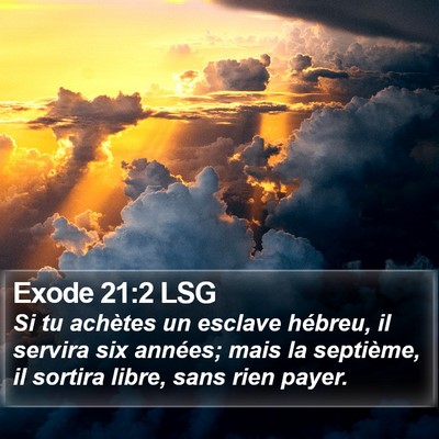 Exode 21:2 LSG Bible Verse Image