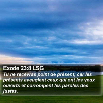 Exode 23:8 LSG Bible Verse Image