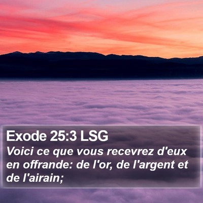 Exode 25:3 LSG Bible Verse Image