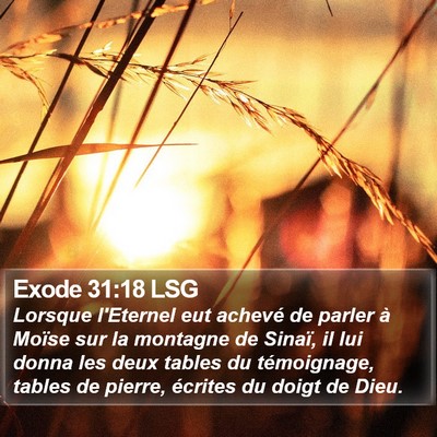 Exode 31:18 LSG Bible Verse Image